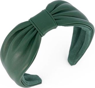 Alexandre de Paris Leather headband in Green at Nordstrom