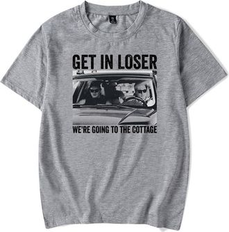 Generic Heated Rivalry T-Shirt Get in Loser Were Going to The Cottage Crewneck Short Sleeve Casual Fashion Tee (Grey,L)