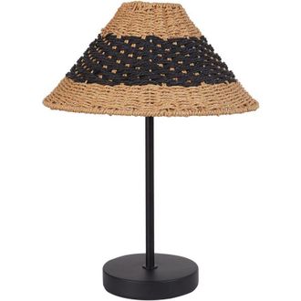 Beliani Beliani - Boho Bedside Table Lamp Lighting with Natural Paper Rope Cone Shade Beige and Black Momba