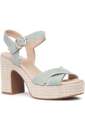 Nero Giardini Womens Suede Woven Platform Heel In Mint