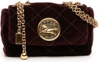 Chlo&eacute; Pre-owned Chloe Small Quilted Velvet Heritage Shoulder Bag Ladies 03 25 70 65 3