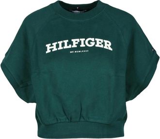 Tommy Hilfiger Sweatshirt - Dames - Sweatshirts - Groen - S - Katoen - Hoodies & sweatvesten