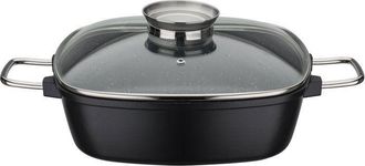 GSW Cocotte Cuadrada - Todos Los Fuegos Incluyendo Inducci&oacute;n - Gsw - Gourmet Granit - 28 X 28 Cm - Fundici&oacute;n De Aluminio Macizo - Sin Pfas - Negro