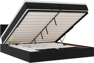 vidaXL Estructura De Cama Otomana Con Colchones Cuero Sint&eacute;tico Negro Vidaxl