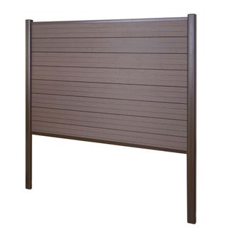 Hhg Hhg - Wpc Pantalla De Privacidad Sarthe, Valla Cortavientos, Poste De Aluminio Para Fijar En Hormig&oacute;n, Elemento De Base, 190cm Marr&oacute;n