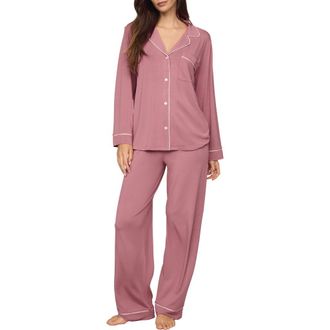 Eberjey Gisele Long Pajamas in Berry Blush/Ivory at Nordstrom, Size X-Small
