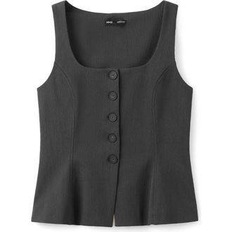 Mango Peplum Button Vest in Grey at Nordstrom, Size Xx-Small