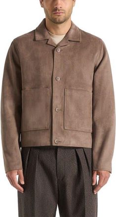 Mani&egrave;re De Voir Michel Suede Jacket With Revere Collar in Taupe at Nordstrom, Size X-Small