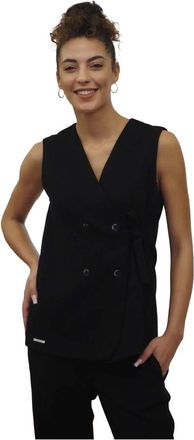 Alessia Santi Elegante Zwarte Avondvest - V-hals - Dames - Tops zonder mouwen - Blauw - XS - Polyester - Tops
