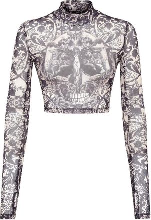 Philipp Plein New Baroque Long Sleeve Top - Dames - Longsleeves - Veelkleurig - M - Tule - Tops