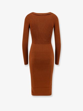 Elisabetta Franchi Viscose-Blend Hooded Dress - Brown