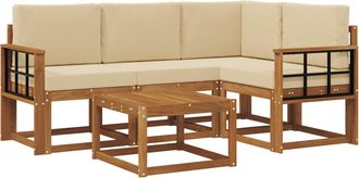 vidaXL Conjunto De Sof&aacute;s De Exterior 5 Uds. Natural Y Beige Vidaxl