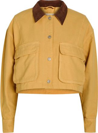 Free People Martha Cropped Cotton-twill Jacket - Yellow - L (UK16-UK18 / L)