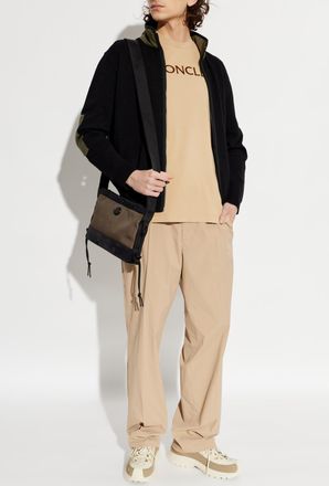 Moncler T-shirt With Logo Patch, Mens, Beige