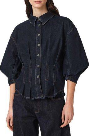 AllSaints Nancy Denim Shirt in Rinse Wash Indigo at Nordstrom, Size 10
