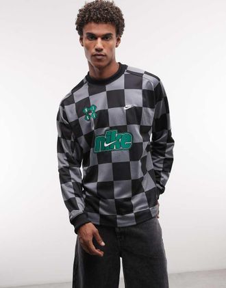 Nike Futbol - Top da portiere a scacchi grigio scuro e nero