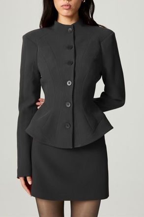 Nocturne Stand Collar Sculpted Jacket in Black at Nordstrom, Size X-Large Eu