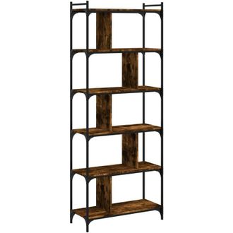 vidaXL Bookcase 6-Tier Smoked Oak 76x32x192 cm Engineered Wood vidaXL