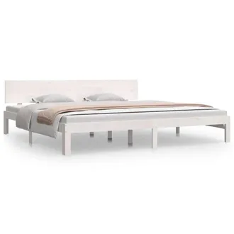 Berkfield Home Bed Frame White Solid Wood Pine 200x200 cm
