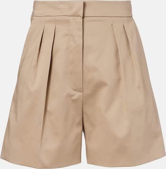 Max Mara Tabacco pleated cotton-blend shorts