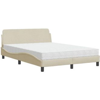 vidaXL Cama Con Colch&oacute;n Tela Color Crema 140x200 Cm Vidaxl