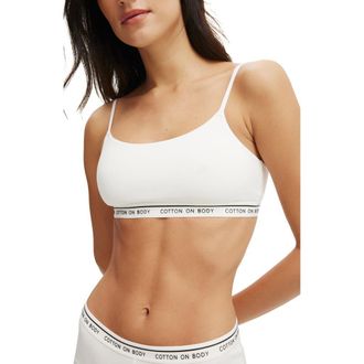 Cotton On Womens Branded Cotton Scoop Bralette in White at Nordstrom, Size Medium