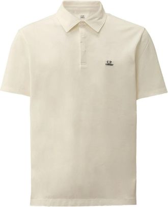 C.P. Company Polo Shirts, male, White, Size: 2XL White Polo Shirt Stretch Cotton Pique