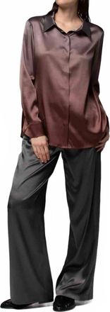 Max & Moi Levy Silk Blouse In Gradient Chocolate
