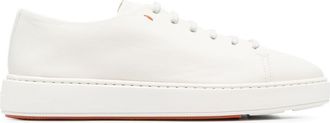 Santoni embossed-logo tongue low-top sneakers - men - Calf Leather/Calf Leather/Rubber - 11 - White