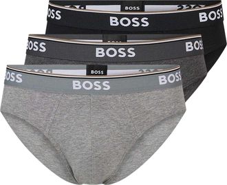 HUGO BOSS Premium katoenen herenslips (set van 3) (Grijs/Donkergrijs/Zwart)