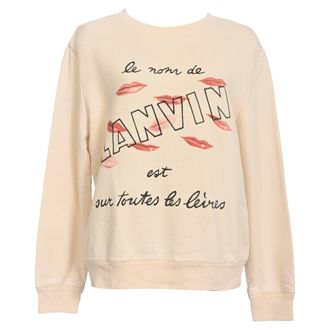 Lanvin Lipstick Logo-Print Sweatshirt in Cream Cotton