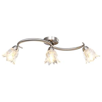 Berkfield Home Ceiling Lamp with Transparent Glass Shades for 3 E14 Bulbs Tulip in Black