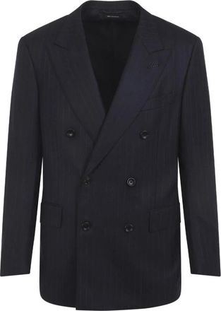 Tom Ford Subtiel Pinstripe Jasje - Heren - Blazers - Blauw - M - Wol - Jassen