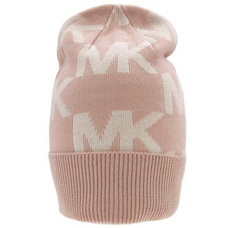 Michael Kors Oversized Chess Cuff Logo Jacquard Beanie