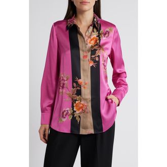 Kobi Halperin Sabrina Floral Button-Up Shirt in Pink Multi at Nordstrom, Size Small