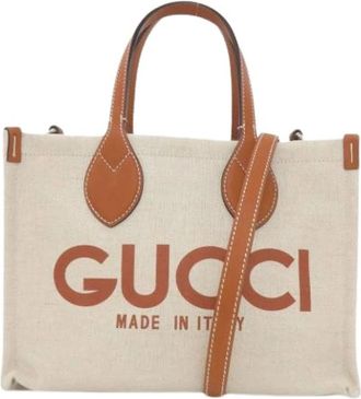 Gucci Pre-owned Vintage Canvas Tote Bag - Dames - Vintage Shopper - Beige - ONE Size - Vintage