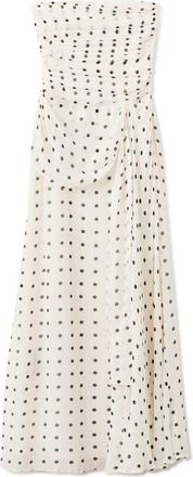 Mango Ruched Strapless Maxi Dress in Off White at Nordstrom, Size 2