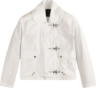Fay Boxy Cropped White Metal Clasp Jacket