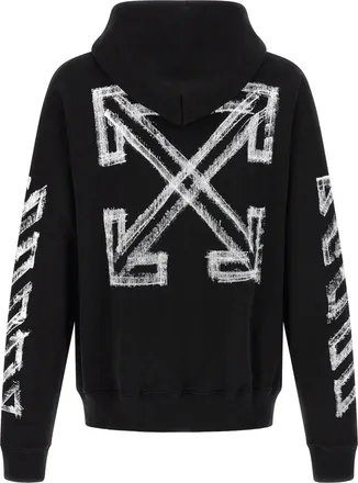 Off-white Graphic-Print Cotton Hoodie - Black