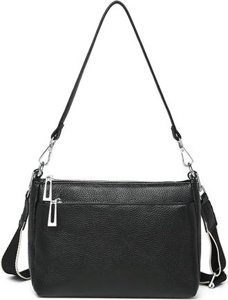 Generic Compatible For Leather Women Shoulder Crossbody Bag Large Female Handbag Ladies Tote(Black)