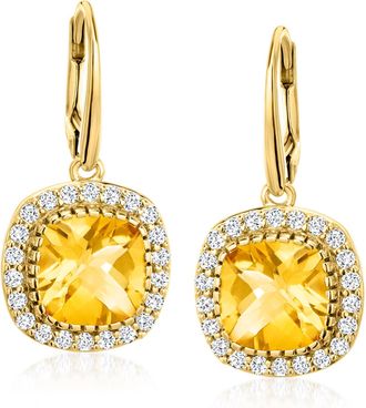 Ross-Simons Citrine and White Topaz Drop Earrings in 18kt Gold Over Sterling