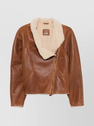 Isabel Marant luxurious shearling leather jacket with high collar