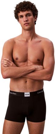 Calvin Klein Mens 3 Pack Trunks with Logo Waistband, Black (Black), XL