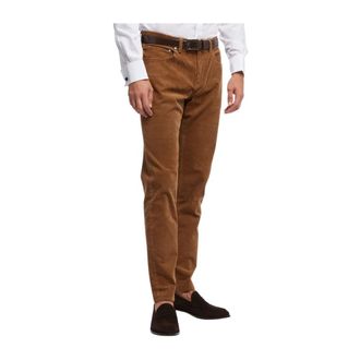 Brooks Brothers Broeken, Heren, Bruin, W38, Leer, Milano Slim-Fit Broek