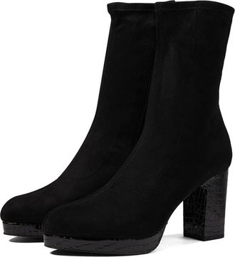 Donald J Pliner Womens Donald Pliner Zari Boot Black Almond Toe Block Heel Bootie JOBB519
