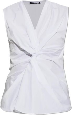 Balmain Gedrapeerde Top - Dames - Tops zonder mouwen - Wit - S - Katoen - Tops