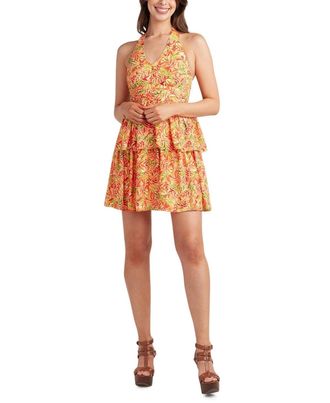 BCX Mini Dress Womens Juniors Multi Tiered Smocked Back Halter Neck PALL401