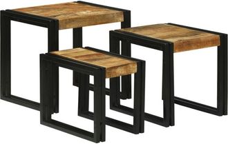 vidaXL Vidaxl - Nesting Table 3 pcs Brown and black Solid rough mango wood