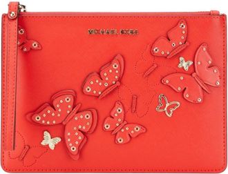 Michael Kors Red Color Leather Clutch Bag (Pre-Owned)