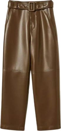 Twinset Lederen broek - Dames - Vrijetijds broeken - Bruin - M - Leer - Broeken